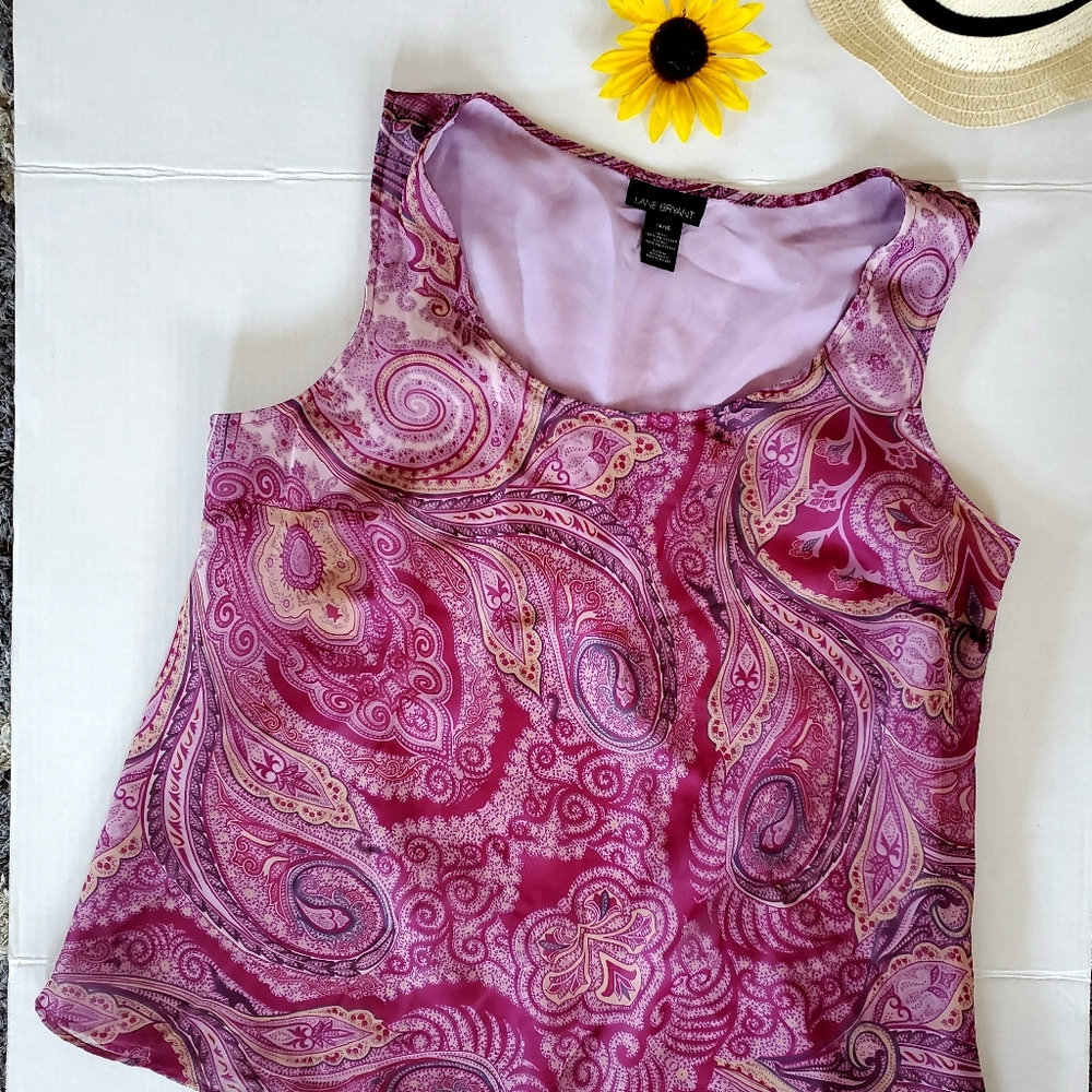 LANE BRYANT PURPLE TAN TOP